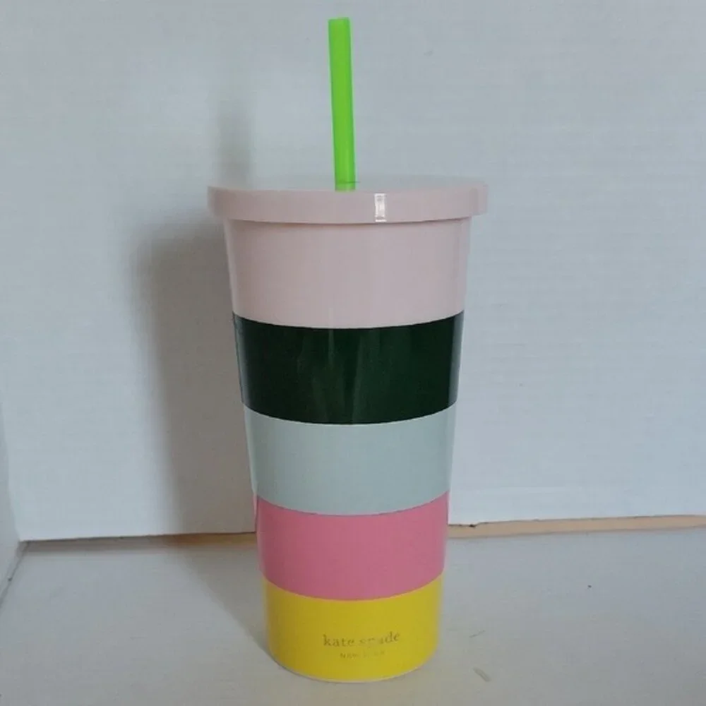Kate Spade 20 Oz Color Block Cold Travel Tumbler Cup Mug Acrylic Berverage